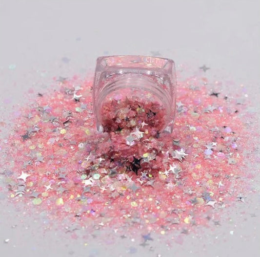 Peach pink sparkle